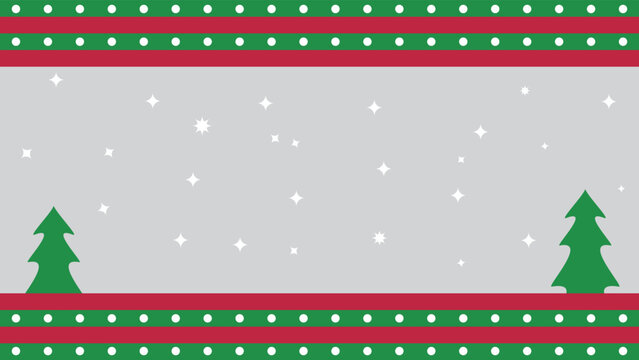 Red and green christmas banner backgroud with trees and random stars