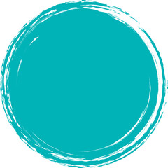 Turquoise brush circle. Round stamp vector isolated on background. Painted brush circle vector. For grunge badge, seal, ink and stamp design template. Round grunge hand drawn circle shape, vector