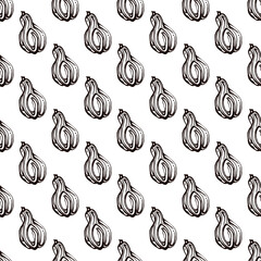 Autumn seamless pattern with hand drawn pumpkins. Suitable for packaging, wrappers, fabric design. PNG illustration