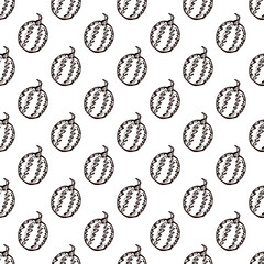 Autumn seamless pattern with hand drawn pumpkins. Suitable for packaging, wrappers, fabric design. PNG illustration