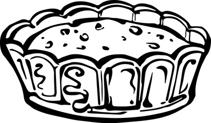 Thanksgiving hand drawn black and white pumpkin pie. PNG illustration