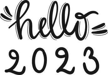 Happy New year 2023 Text calligraphy hand lettering design