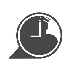 Clock with snail silhouette icon, late illustration.