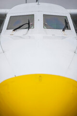 Fototapeta na wymiar White jet plane cockpit