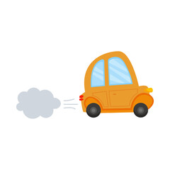Car with Exhaust Smoke Cloud, Ecological Problem, Air Pollution Vector Illustration