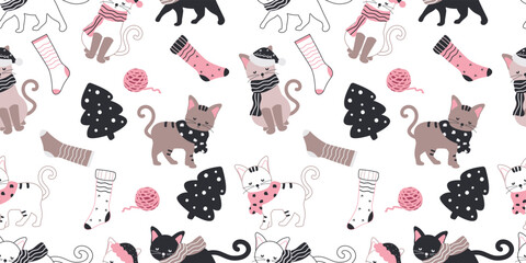 Winter and Christmas Themed Seamless Pattern