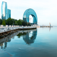 Panoramic view of Baku - the capital of Republic of Azerbaijan near Caspian Sea and of the Caucasus region. 