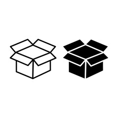 Set of packing box vector icons. Vector illustration with black outline and glyph.