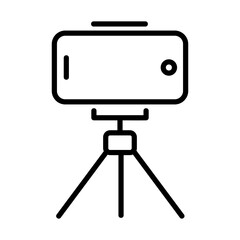 Set of mobile phone accessories vector icons. Vector illustration of a tripod icon with editable black outline.