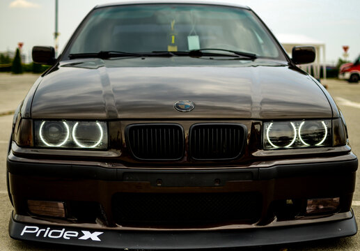 Black BMW e36 Pride Angel Eyes on the streets of Arad in Romania