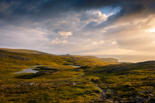 Knivskjellodden,  a trail in the tundra towards the true northernmost point of Europe, Norway