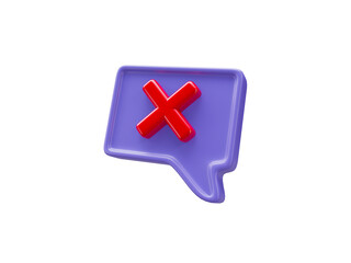 Obraz premium Cross mark speech bubble icon cutout