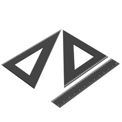 3d rendering illustration of a set of drafting ruler and squares