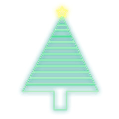 Glowing Christmas tree with transparent background of neon signboard lights