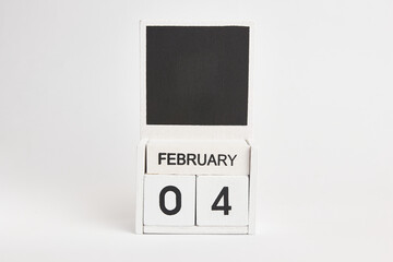 Calendar with the date February 4 and a place for designers. Illustration for an event of a certain date.