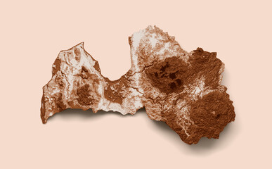 Map of Latvia in old style, brown graphics in a retro style Vintage Style. High detailed 3d illustration
