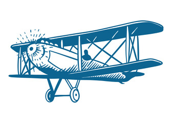 Vintage Airplane hand drawn vector llustration