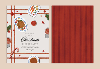 Festive Christmas Dinner Invitation Card Design