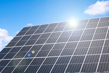 new modern shiny solar photo voltaic panels system. Renewable ecological eco green energy production