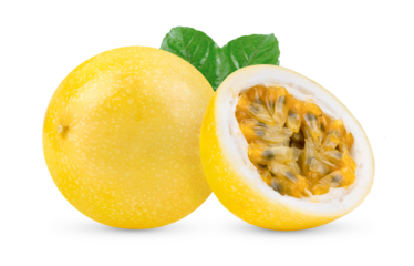 Yellow passion fruit isolated on transparent png