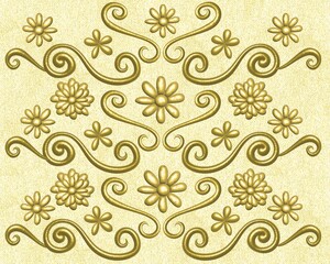 3D floral illustration gold flower vintage floral background luxury printable