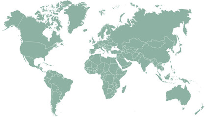 Naklejka premium World map. Silhouette map. Color vector modern map. 