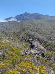 Vue sur le Piton des neiges sur l'île de la Réunion