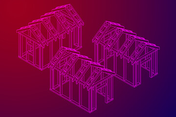 Building object or framing house. Greenhouse construction frame.