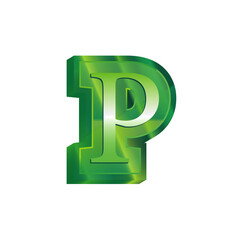 green crystal alphabet letters p