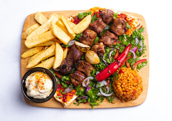 Mix grilled with Rice and fries
