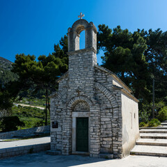 Fototapeta na wymiar small mountain chapel in the Alps of Croatia