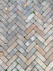 Outdoor brick pavers laid in herringbone pattern