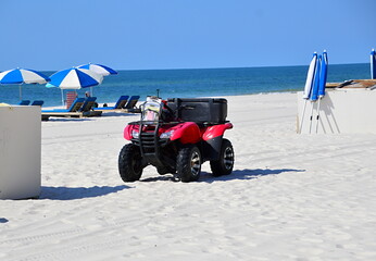 Beach Car at the Gulf of Mexico in the Town Orange Beach, Alabama