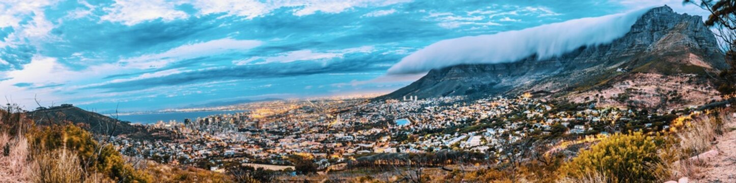 Panoramic scene of Table Mountain, Cape Town, South Africa