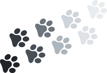 Fototapeta na wymiar Paw print foot trail. Dog, cat paw print. Illustration