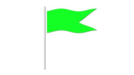 Waving green flag seamless loop animation. Alpha channel, luma matte. Isolated design element.