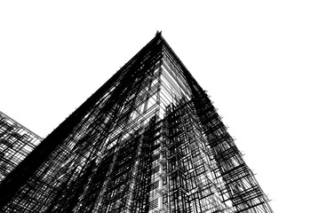 3d sketch of building on white background