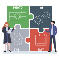 POTD - Photo Of The Day acronym. business concept background.  vector illustration concept with keywords and icons. lettering illustration with icons for web banner, flyer, landing