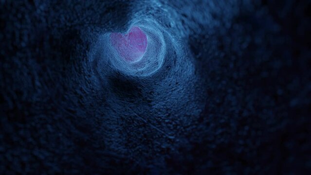 endless camera span through a narrow dark uneven textured tunnel. 3d render