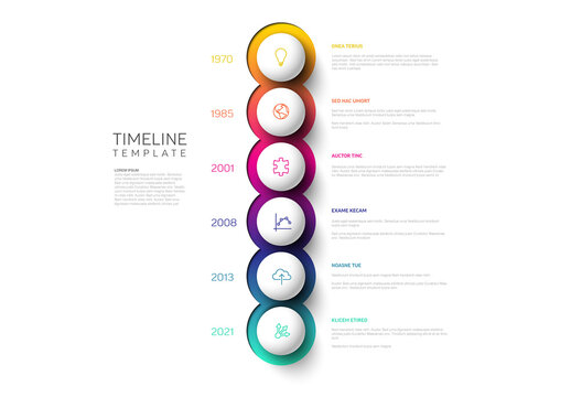 Infographic Milestones Timeline Template with spheres - vertical version