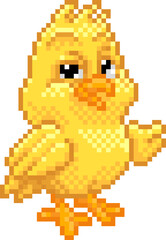 Obraz premium Easter Chick Chicken Pixel Art Video Game Cartoon