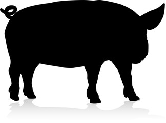 Pig Silhouette Farm Animal