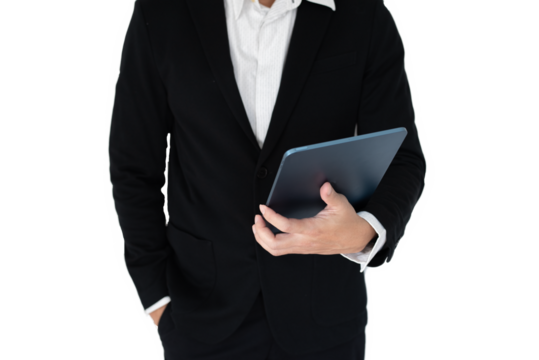 Businees man with hand action isolate