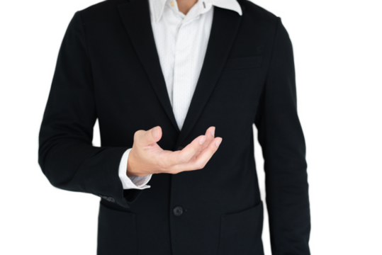 Businees man with hand action isolate