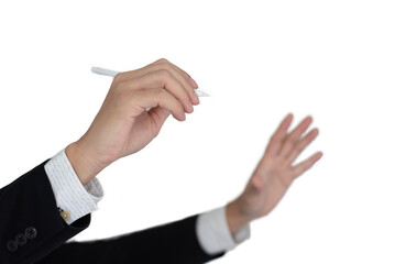 Businees man with hand action isolate