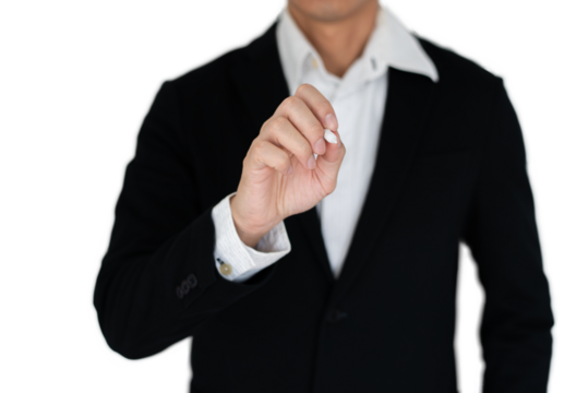 Businees man with hand action isolate