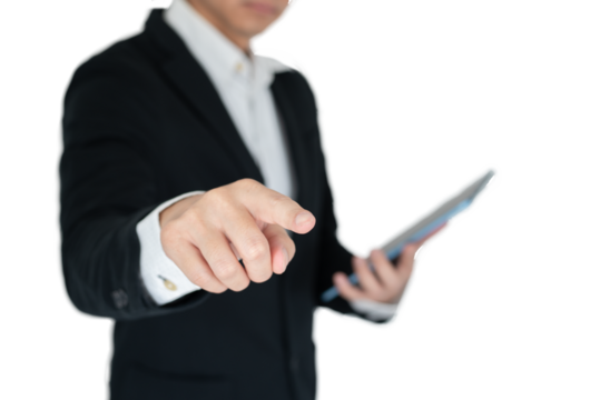 Businees man with hand action isolate