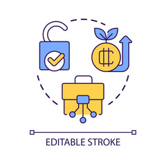 Free access to NFT market concept icon. Blockchain technology. Digital business growth abstract idea thin line illustration. Isolated outline drawing. Editable stroke. Arial font used