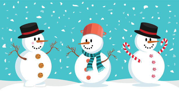 Cute Snowman character collection, Christmas element. Happy Holliday spirit illustration. cartoon vector art