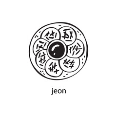 Vector illustration of a South Korean dish - jeon. Dishes for Christmas and New Year.